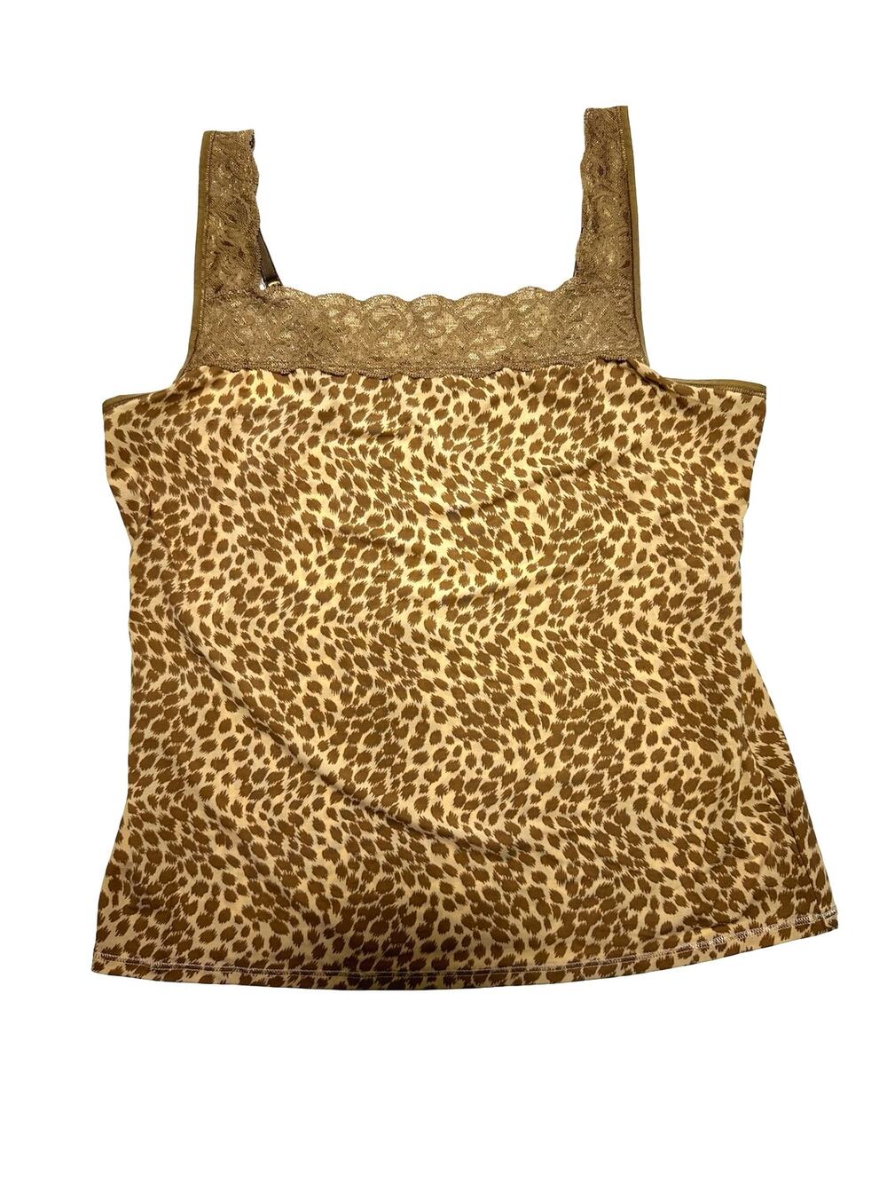 Vanity Fair Leopard Print Lace Trim Shaping Camisole Size 38/44